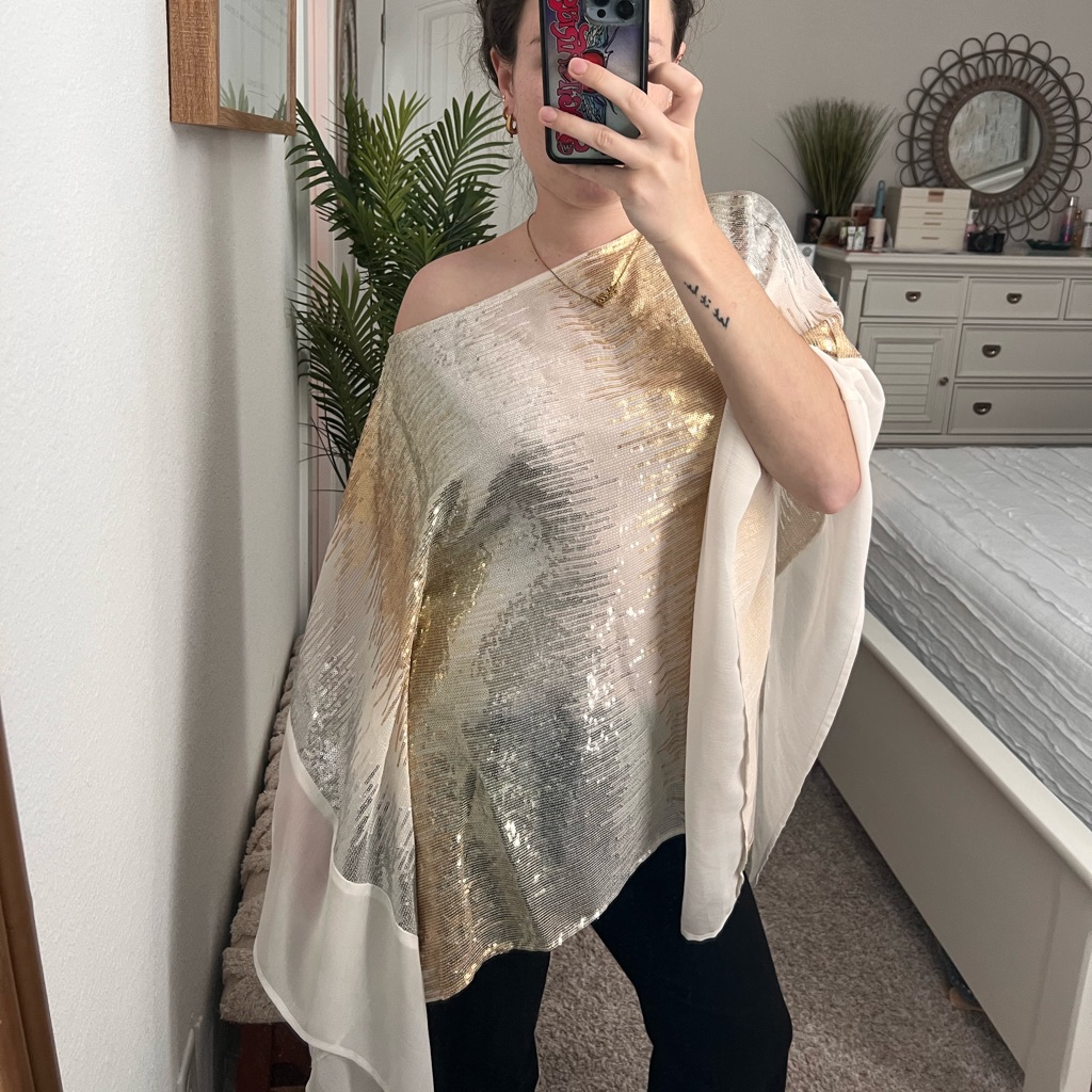 Boston Proper Gold And Silver Sequin Top